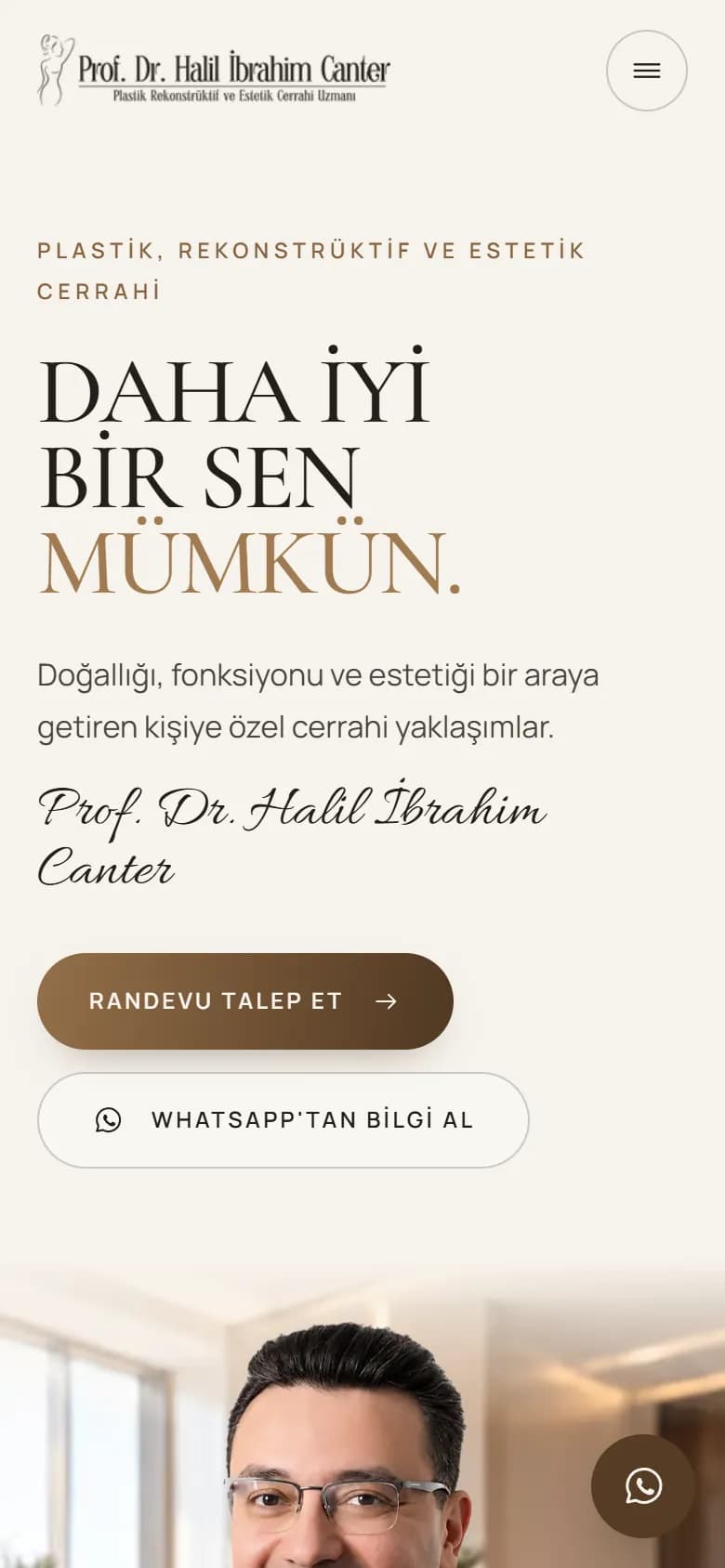 Prof. Dr. Halil İbrahim Canter – Çok Dilli Plastik Cerrahi Web Sitesi mobil görünüm