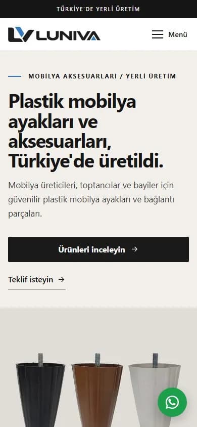 Luniva Plastik – Çok Dilli B2B İhracat Web Sitesi mobil görünüm