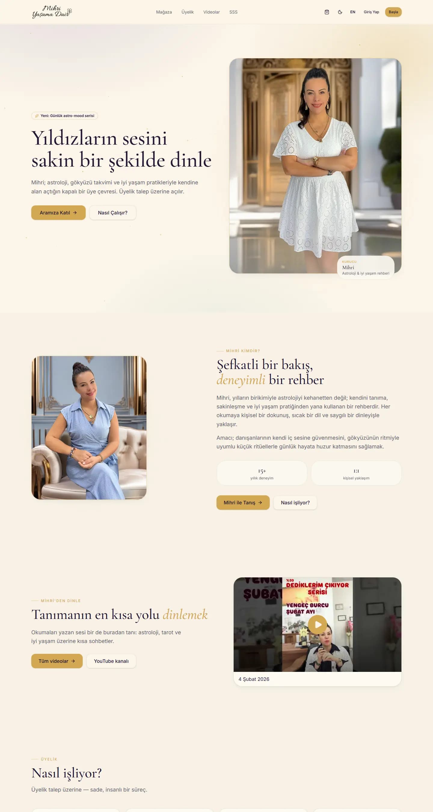 Mihri Yaşama Dair – Astrology and Well-Being Platform website screenshot 1