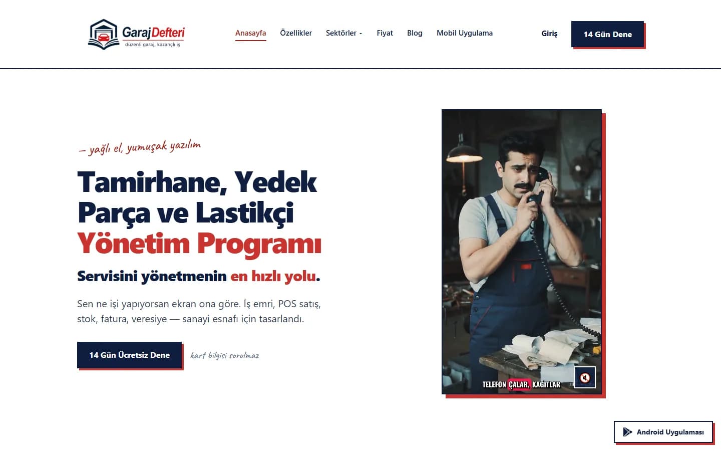 Garaj Defteri tanıtım sitesinin ana sayfası