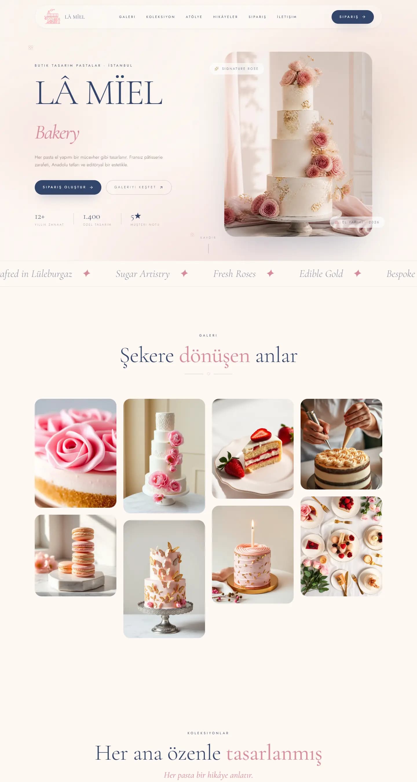 LÂ MÏEL Bakery – Butik Pasta Atölyesi Web Sitesi web sitesi ekran görüntüsü 1