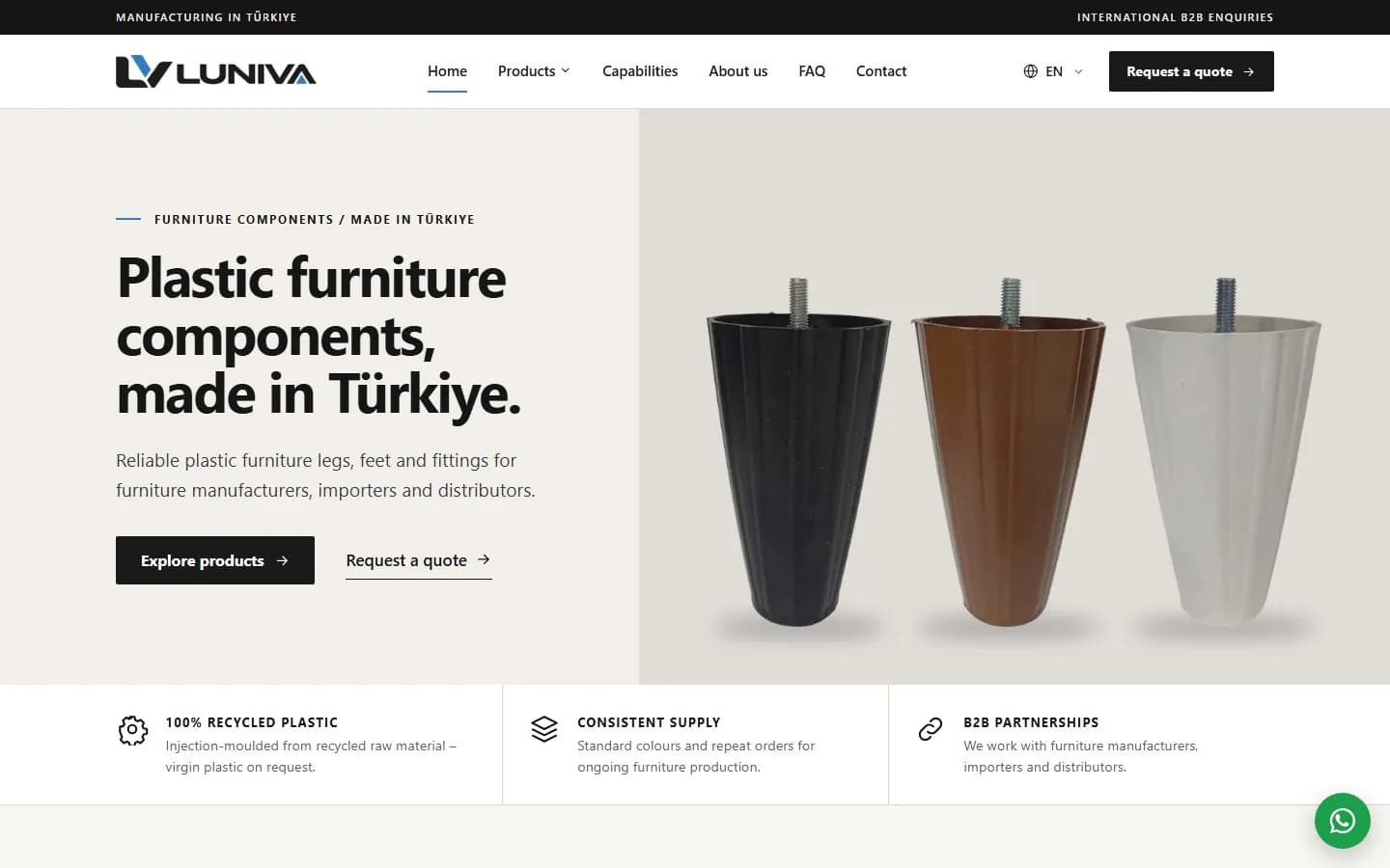 Luniva Plastik web sitesinin ana sayfası